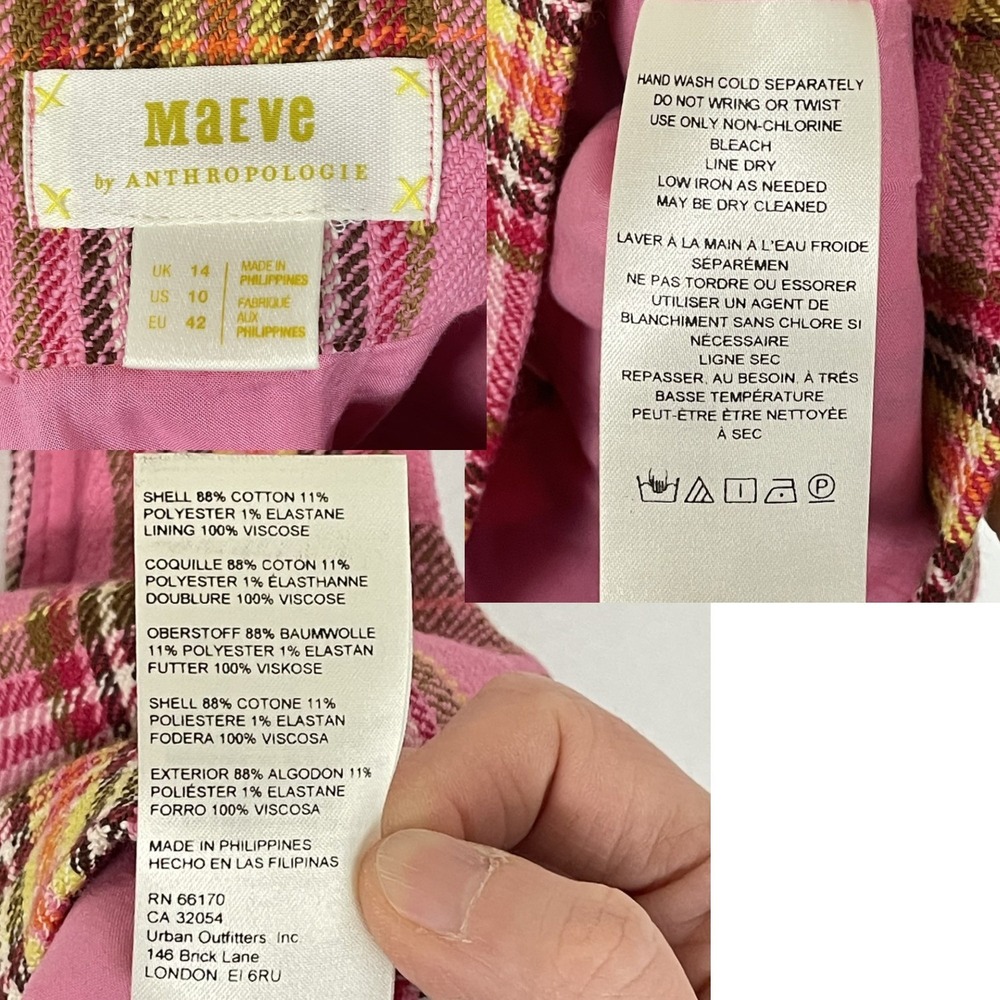 Maeve by Anthropologie US 10 Pink Plaid Structured Corset Bustier Top - Picture 8 of 9